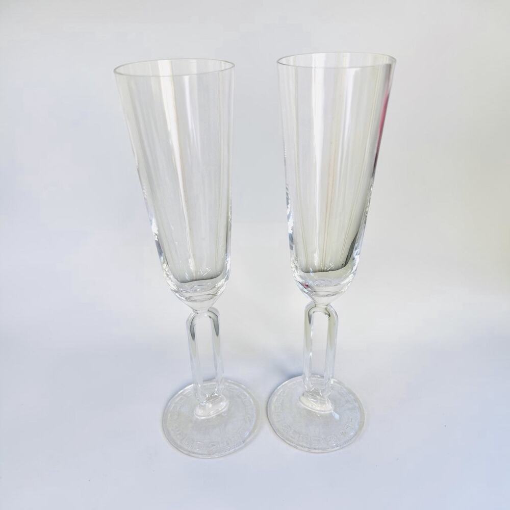 VTG 2 RIEDEL 2000 Y2K Millennium Crystal Champagne Flutes Austria Double Stem